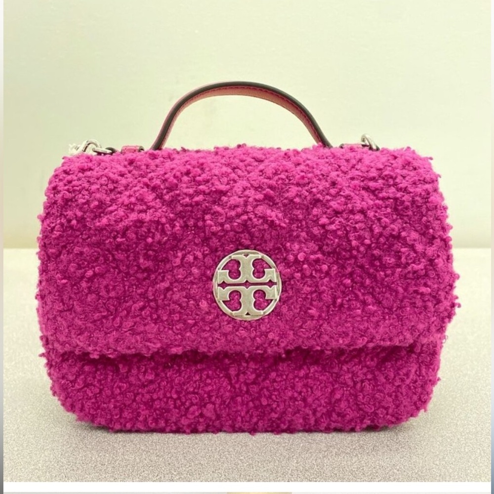 Tory Burch WILLA BOUCLE MINI TOP HANDLE BAG IN PRICKLY PEAR NWT
